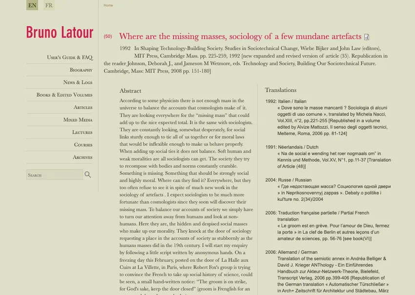 Where are the missing masses, sociology of a few mundane artefacts | bruno-latour.fr