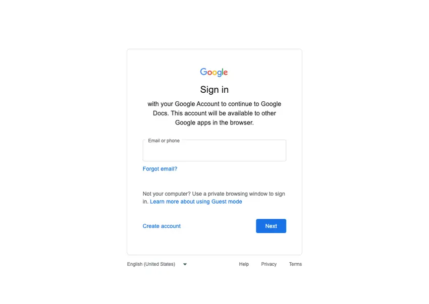 Google Docs: Sign-in