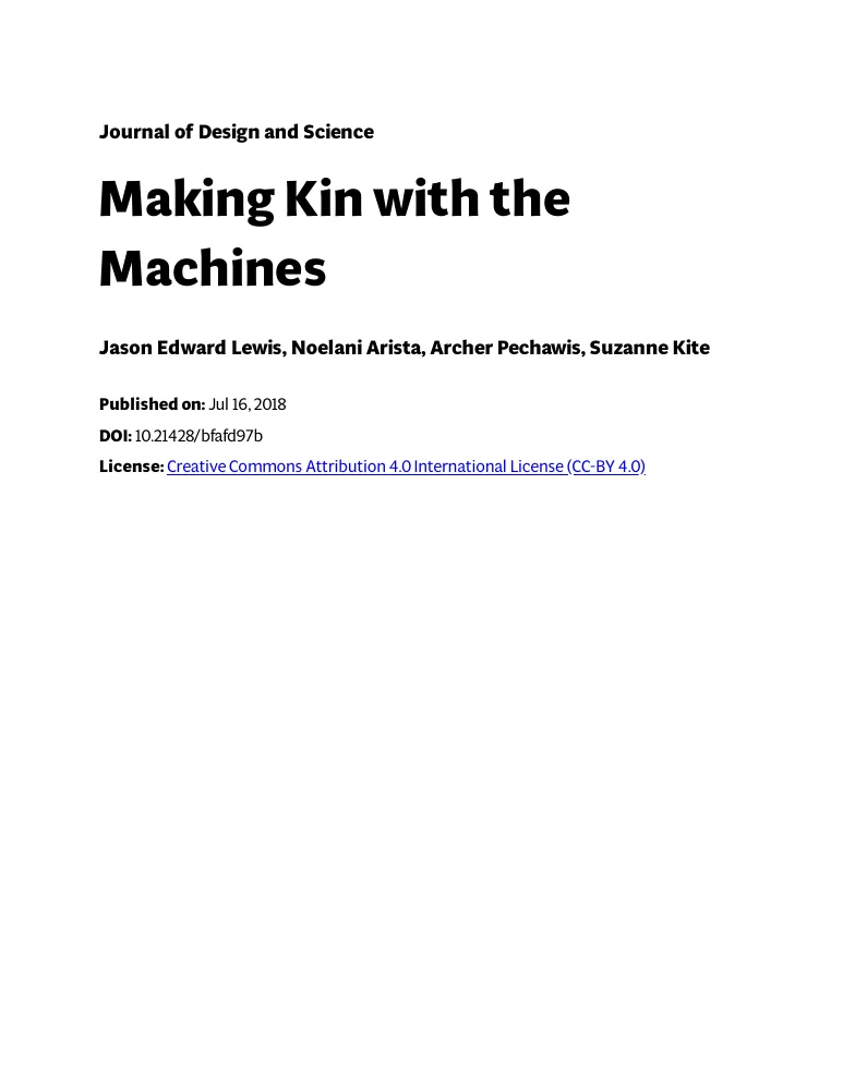 Making Kin with the Machines