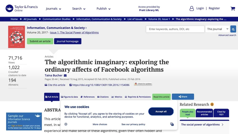 The algorithmic imaginary: exploring the ordinary affects of Facebook algorithms
