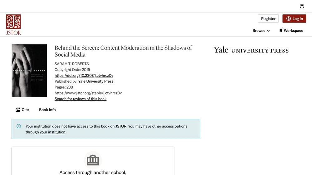 Behind the Screen: Content Moderation in the Shadows of Social Media | JSTOR