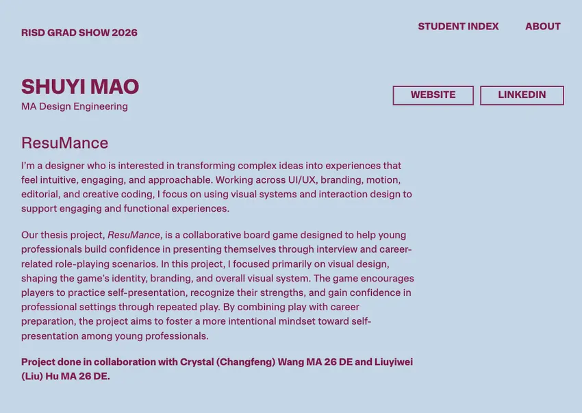 Shuyi Mao | Rhode Island School of Design