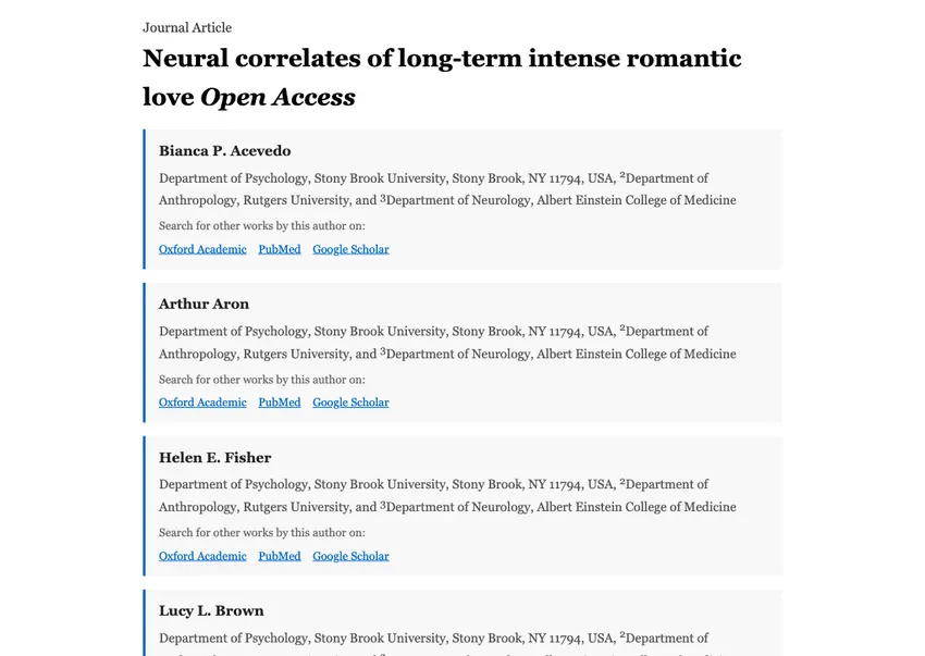 Neural correlates of long-term intense romantic love
