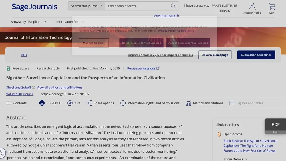 Big other: Surveillance Capitalism and the Prospects of an Information Civilization
