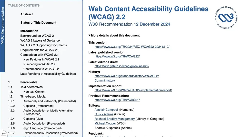 Web Content Accessibility Guidelines (WCAG) 2.2