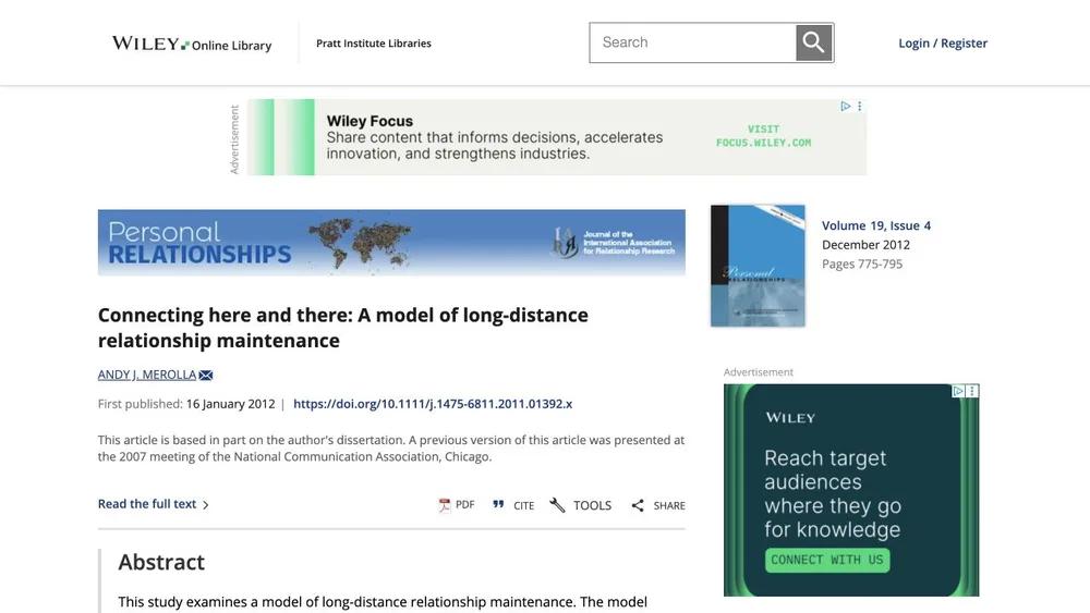 Connecting here and there: A model of long‐distance relationship maintenance