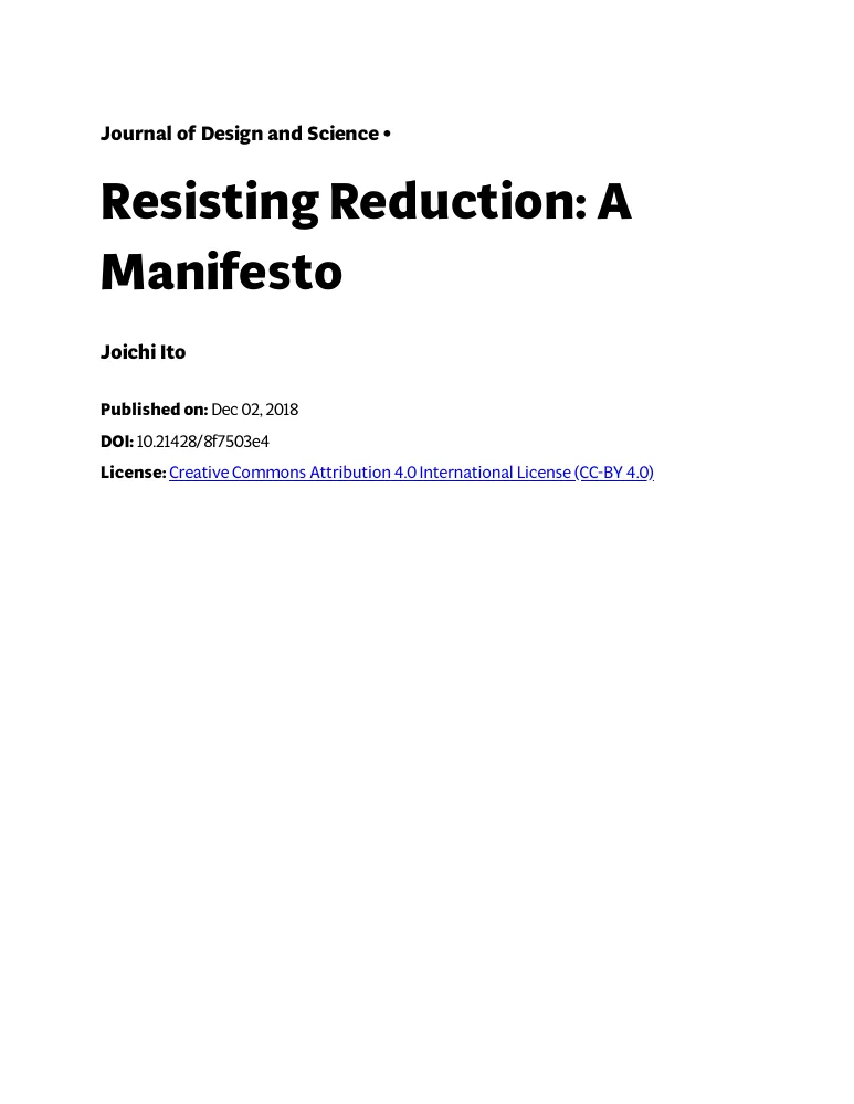 Resisting Reduction: A Manifesto